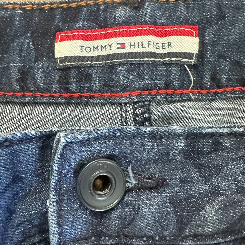 Y2K 'Tommy Hilfiger' Denim Floral Design Print Midi Skirt Womens Size 4
